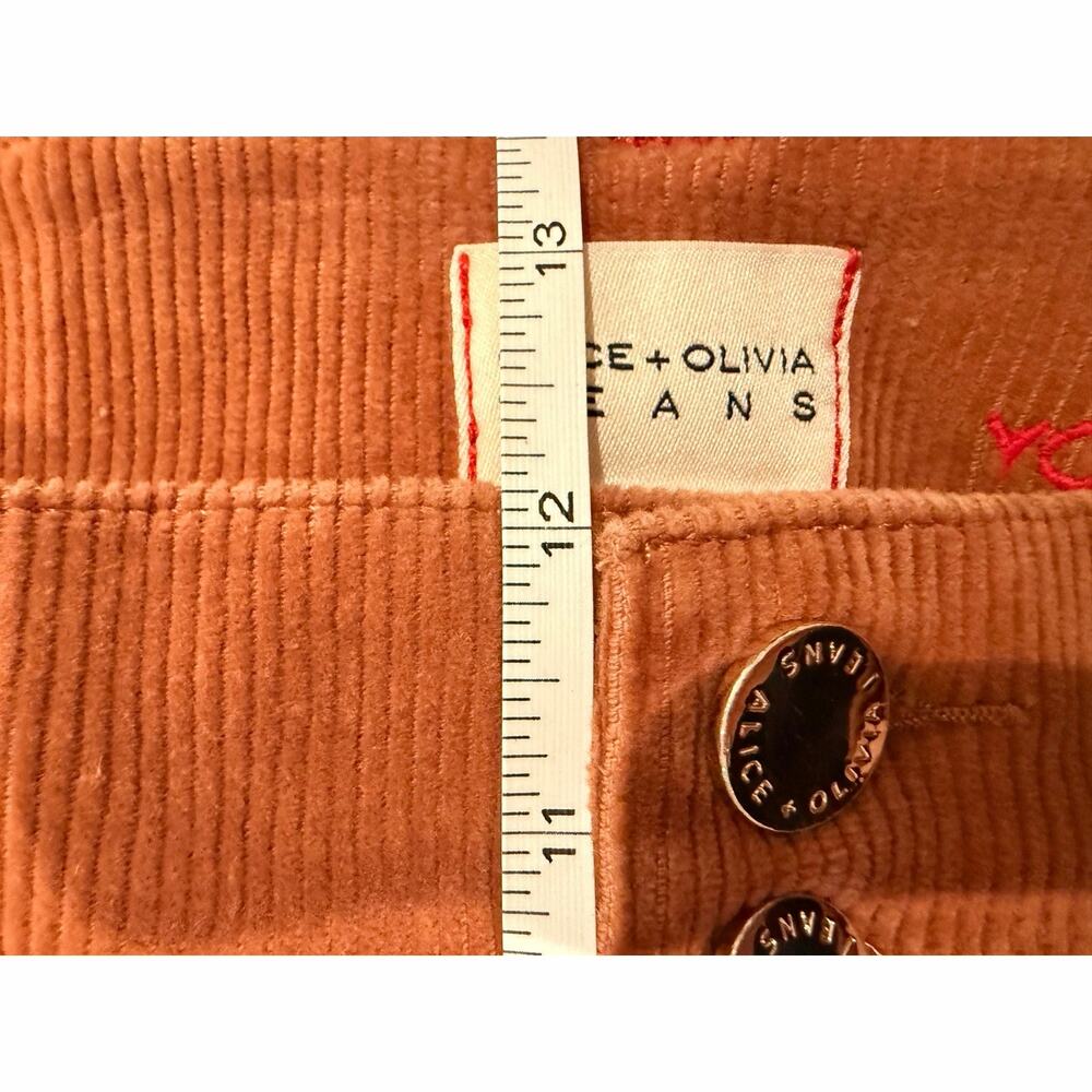 Alice + Olivia Beautiful High Rise Corduroy Bell Camel 31 - Picture 7 of 9